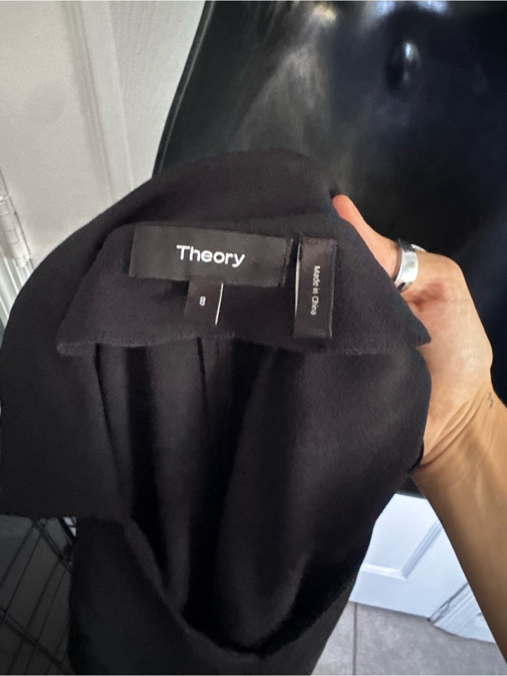 Theory Black V-Neck Short Sleeve Mini Dress - Picture 4 of 4